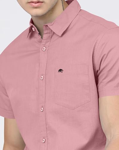 Image of BRUCEWANE Men's 100% Cotton Half Sleeve Shirt