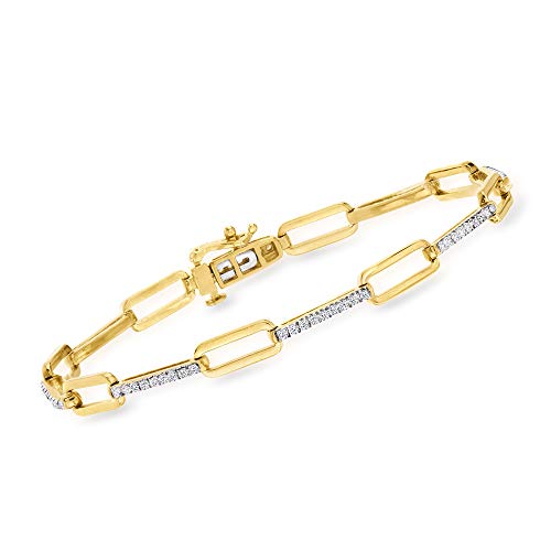 Ross-Simons 0.50 ct. t.w. Diamond Paper Clip Link Bracelet in 18kt Gold Over Sterling