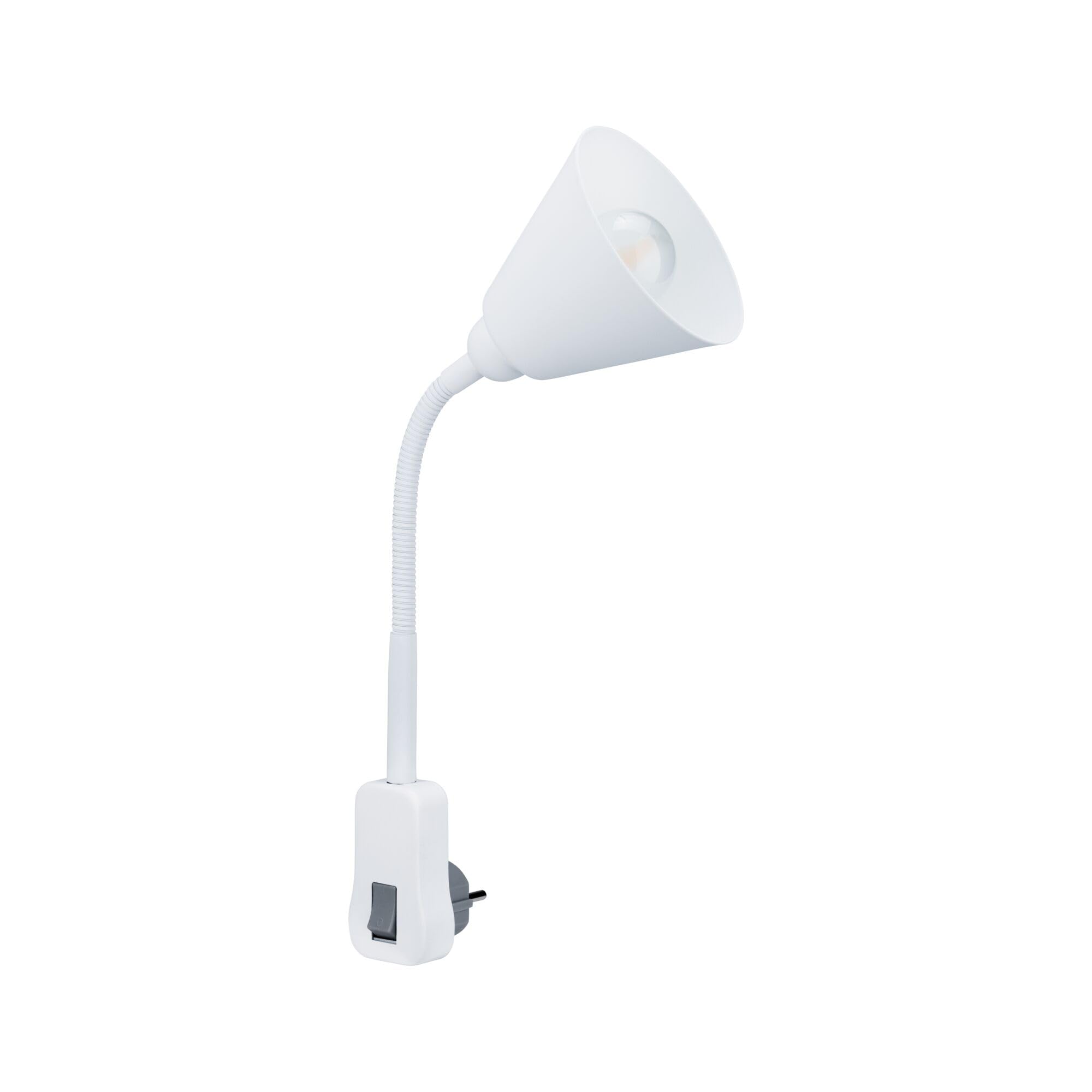 Paulmann 95428 Lampada da presa Junus con braccio flessibile max. 20 Watt lampada bianco metallo, plastica luce E14
