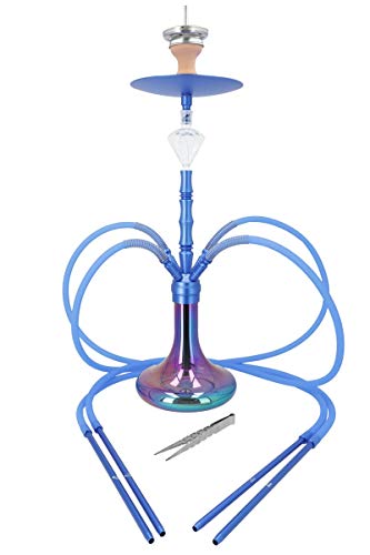 Smokezilla® MINYA 4S 4-Schlauch-Set Shisha | Die irisierende Regenbogen Shisha ! (Blau Rainbow)