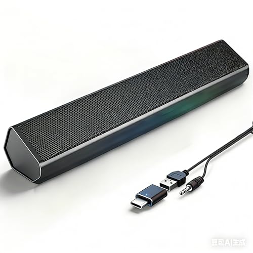 Altavoces de PC para escritorio alimentados por USB con adaptador tipo C para laptop
