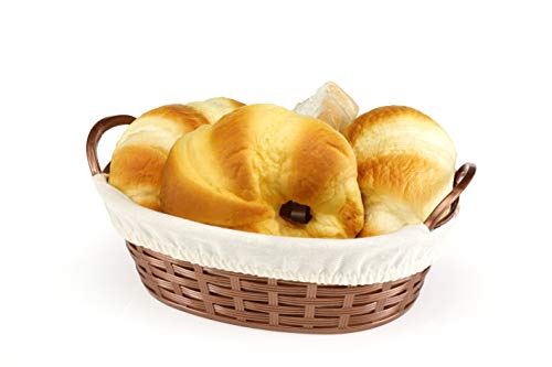 Bora Hasır Desenli Ekmek Sepeti Oval 24 CM Bez Kaplamalı
