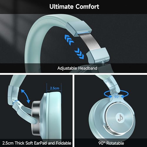 Image of Wired Over Ear Headphones, Studio Monitor & Mixing DJ Headphones with 50mm Neodymium Drivers and 1 /4 to 3.5mm Jack for Guitar AMP Podcast Piano Keyboard (Light Green)