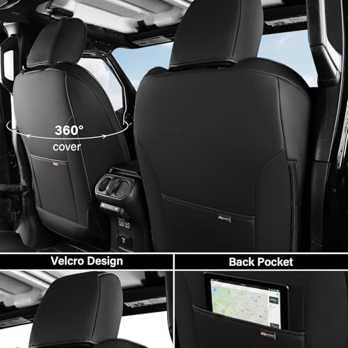 Image of Coverado Seat Covers Fullset for Jeep Wrangler, Waterproof Car Seat Covers for Automotive Truck Seat Covers Custom Fit for 2018-2026 Jeep Wrangler JL 4-Door with Rear Cupholder Only,Black