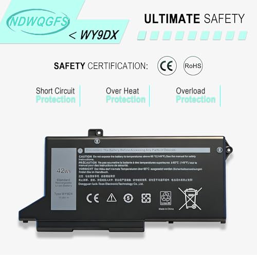 Image of WY9DX 42Wh Laptop Battery for Dell Latitude 5420 5520 Precision 15 3560 P137G P104F Series RJ40G 01K2CF 075X16 0WK3F1 0M3KCN 005R42 11.4V 42Wh