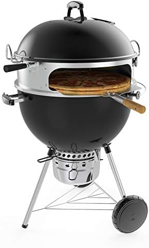 onlyfire Stainless Steel Pizza Ring Kit with Rotisserie,pizza stone&shovel,Multifunctional BBQ Kit,for Roasting Chicken&Cooking Pizza,fits Most 57CM Charcoal Kettle Grills