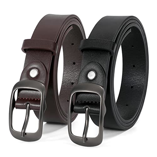 Jasgood 2 Pack Women Leather Belt, Fashion Ladies Belt With Pin Buckle For Jeans Pants #TOP27
