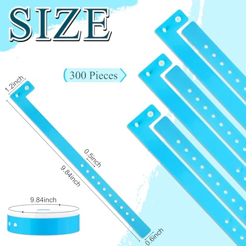 Image of Henoyso 300 Pcs Blue Plastic Wristbands for Events Vinyl Waterproof Pool Wristbands Neon Color Plastic Bracelet for Party Events Arm Band Identification for Concerts Carnivals