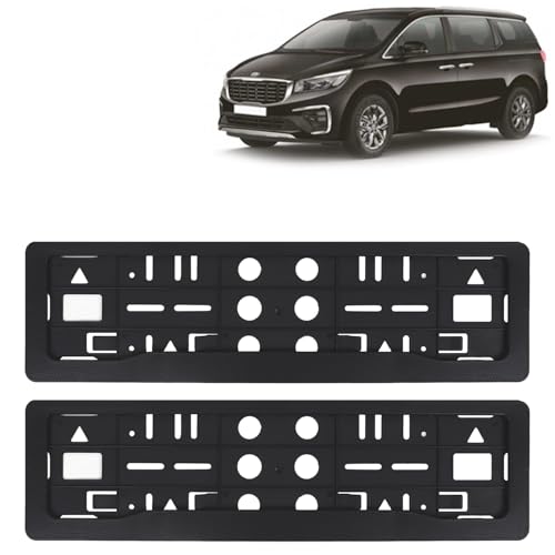Image of KINGSWAY Carnival Car Number Plate Frames for All 2020 to 2023 Models of Kia Car Registration Plate Holders, Black Licence Plate Covers (Front and Rear), Universal Size 51.5 x 14.5 cm
