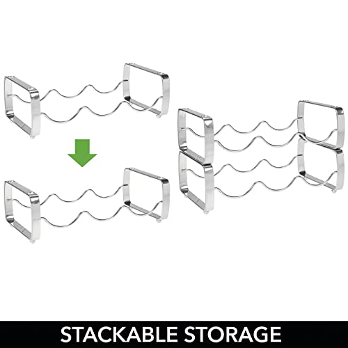 mDesign-Metal-Free-Standing-Stackable-3-Bottle-Modular-Storage-Organizer-Rack-for-Kitchen-Countertop-Table-Top-Pantry-Fridge-Shelf-Holder-for-Wine-Beer-PopSoda-Water-2-Pack-Chrome