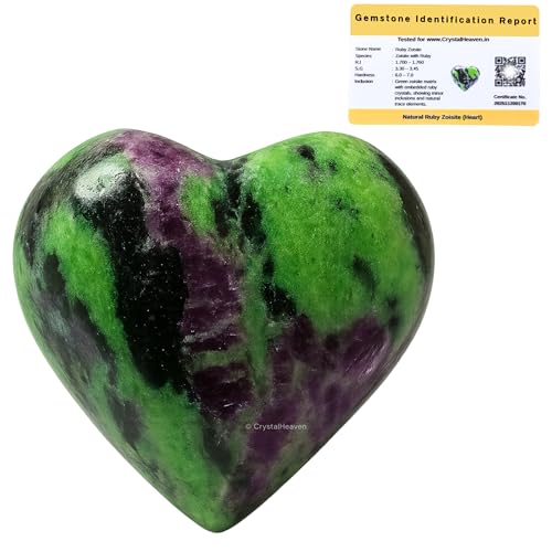 Image of Certified Ruby Zoisite Crystal Heart Palm Pebbles Stones for Anxiety Stress Relief Massage - AAA Grade Original Healing Gemstone Agate Heart Palm Stone for Yoga Meditation Spiritual