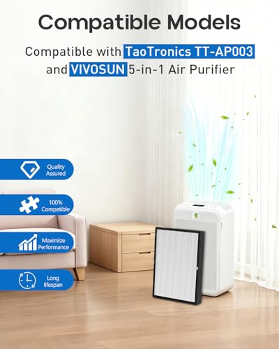 Image of AP003 Replacement Filter Compatible with TaoTronics TT-AP003 Air Purifier, 3-Stage HEPA Filtration Activated carbon