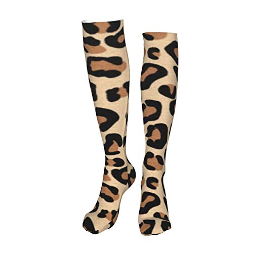 Vilico Casual Rodilla Altas Medias Sobre la Rodilla Calcetines Largos Calcetines Leopardo Impresi�n Negro Marr�n Roja y Bronceado Lona Unisex Deportes Para Hombres Mujeres