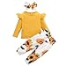 ZOEREA Conjunto de Ropa de Bebé Niña Encantador Manga Larga Tops con Volantes + Pantalones Floral + Venda Recién Nacido Niñas Otoño Primavera Trajes 3 Piezas (Estilo 1 Girasol, 4-5 años)