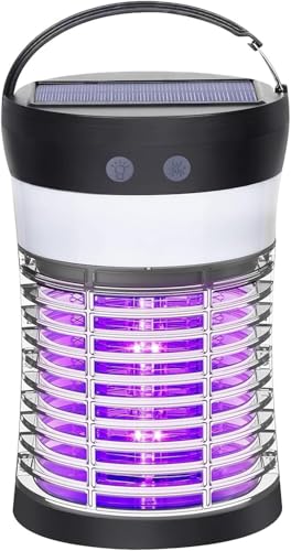 Solar Bug Zapper Outdoor & Indoor - 3-in-1 Waterproof Pest Contro...