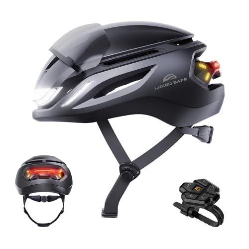 Casco de bicicleta inteligente con intermitentes LED mando a distancia IPX65 1