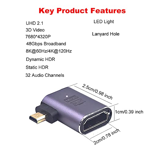Adaptador Micro HDMI 2.1 a HDMI 2.1 8K@60Hz, pack 2 miniatura 2