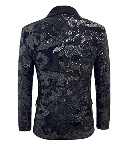 Apocrypha Men Sequins Floral Blazer Suit Jacket Dinner Prom Wedding Tuxedo3