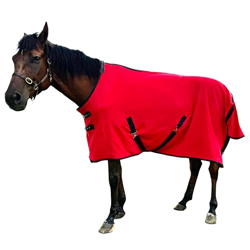Image of Fleece Horse Blanket, Horse Warm Coat (red, 78'')