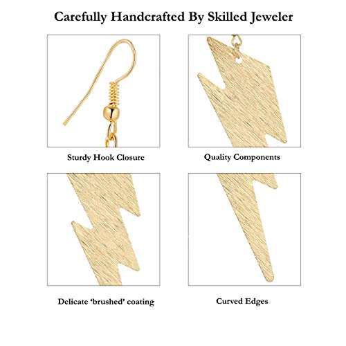 IDB Delicate Filigree Dangle Lightning Bolt Drop Hook Earrings - Available in Silver and Gold Tones3