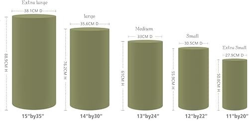 Miniatura 2 de Iydamc Juego de 5 fundas de elastano para pedestal cilíndrico, color verde oliva, para mesas cilíndricas redondas, fundas para soporte de exhibición