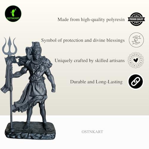 Image of Shiva Statue Car Dashboard Idol, Shiv Ji for Birthday,Annivesary, Home & Office Pooja Room,Living Room Show piece new House Warming Gift (Black,Size -12 * 7 * 4 cm)