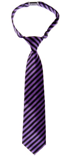 (リトリーズ) RETREEZ ストライプ 織物 作り結び式男児用ネクタイ - パープルとブラックのストライプ - 24ヶ月 - 4歳