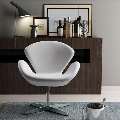 Image of Modern Swivel Lounge Chair with Hydraulic Lift for Home Office Hotel Cafe (White Set of 2)