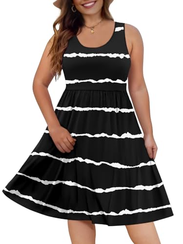 Image of DB MOON Womens 2026 Plus Size Tank Dresses Sleeveless Knee Length Sundress with Pockets