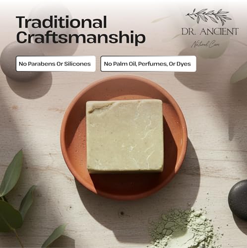 Image of Dr.Ancient Clay Soap Bar, Organic Soap Bars Handcrafted the Traditional Way, Natural Chemical-Free, Vegan, Used for Face Wash, Body Wash, Hand Cleansing and Skin Care, Gentle Exfoliating Cleanser