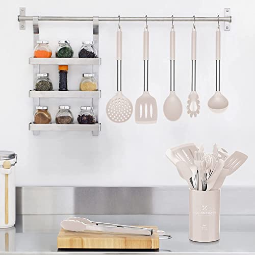 15-teiliges Silikon-Küchen-Kochgeschirr-Set, hitzebeständiges Utensilien-Set mit hochwertigen Edelstahlgriffen zum Kochen und Backen… – Ansicht 3