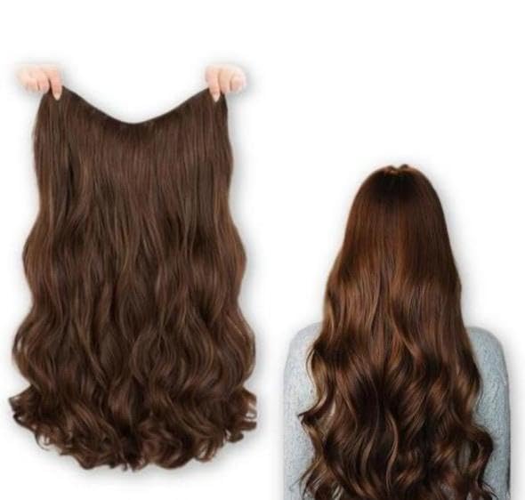 24 Inch 5 Clips Natural Brown Hair Extension Brown Curly Hair Juttu podigimpulu Jada Savaram Muti nittippukal mair mudi neettal viggukal Kudalu Hair vistaranegalu viggalu Ideal for Women Girls-image-2