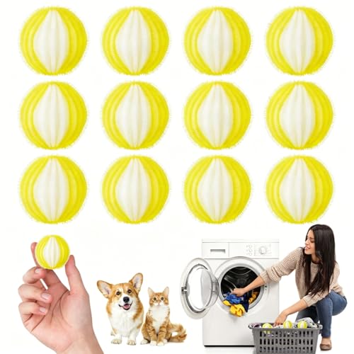 VASIN Boule Anti Poils Machine a Laver, 12 Pièces Attrape Poils Machine a Laver Réutilisable Boule Anti Poil Pour les Poils d'animaux de Compagnie Nettoyage Efficace Pour Linge et Sèche-Linge