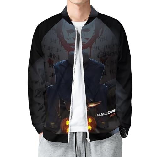 ZHANGXM Mens Jacket Halloween Michael Myers 3D Printing Sweatshirts for Adult Casual Streetwear Sports Sweatshirts
