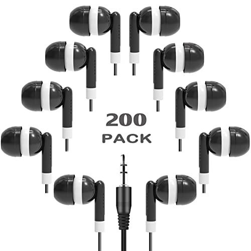 XOSDA Bulk Earbud Headphones 200 Pack for School Classroom...