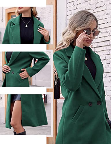 image for Hooever Women's Winter Wool Coat Casual Notch Lapel Single-Breasted Pe