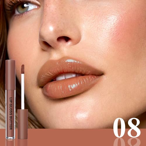 Image of Browm Honey Butter Lip Stain Tinted Lip Gloss, Shine Moisturizing Plumper Liquid Lipstick for Women,Natural Nourishing Hydrating Lip Balm for Dry Lips,Lightweight Lip Liner Care Makeup,Vegan #8