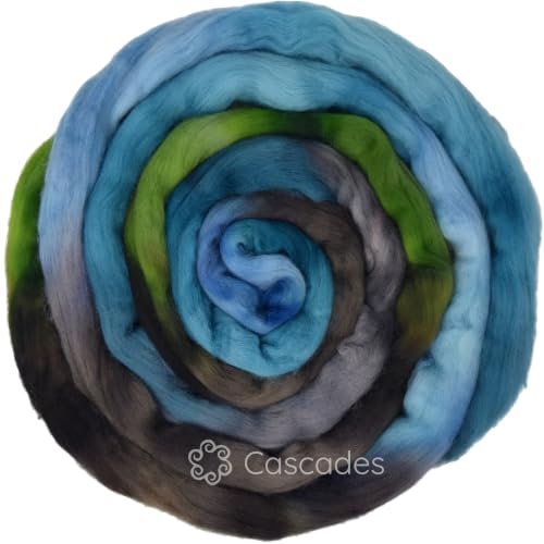 Image of Double DIP - Colorful Artisan Wool Roving for Spinning and Felting. Skillfully Hand Dyed in USA. Colors Inspired by the Beauty of Natural Landscapes, Falkland Wool Cascades
