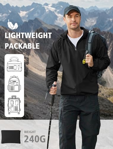 COOFANDY Packable Waterproof Rain Jacket