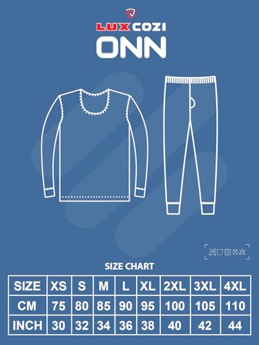 Image of Lux Cozi ONN Men's Round Neck Full Sleeve Skin Friendly Winter Wear Thermal Top and Bottom Set | Thermal Set for Men
