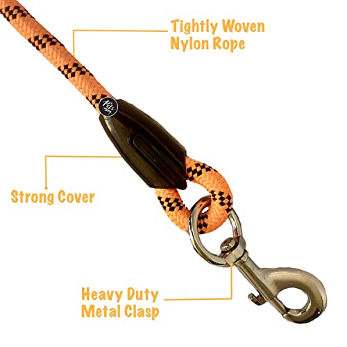 Image of The Pets Company Short Rope Dog Leash for Giant & Large Dogs with Rubber Hand Grip, Orange 18 mm, 2 Feet