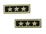 2 pieces 3-STAR GENERAL Iron On Patch Motif Fabric Applique Military Army Rank Decal 2.1 x 0.7 inches (5.3 x 1.8 cm)