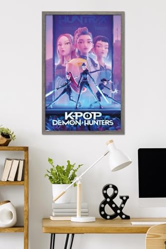 Image of Netflix KPop Demon Hunters (2025) - One Sheet Wall Poster, 34L inch x 22.4W inch, Barnwood Framed Version