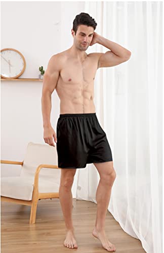 CYGE Men's Pajama Shorts Men's Mulberry Silk Underwear Briefsr Elastic Waistband Lounge Shorts2