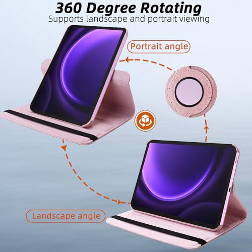 Image of TGK Rotating Cover for Samsung Galaxy Tab S9 FE 10.9 inch Tablet 360 Degree Rotating Leather Flip Case (Rose Gold)