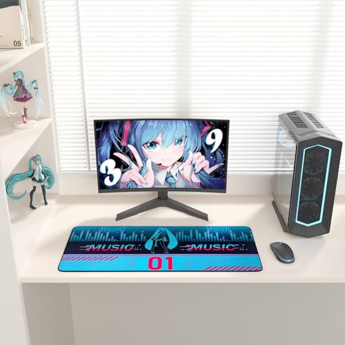 ZGTMSZ Mouse Pad with Non-Slip Rubber Base 35.4 15.7 Hatsune Miku Collaboration Series