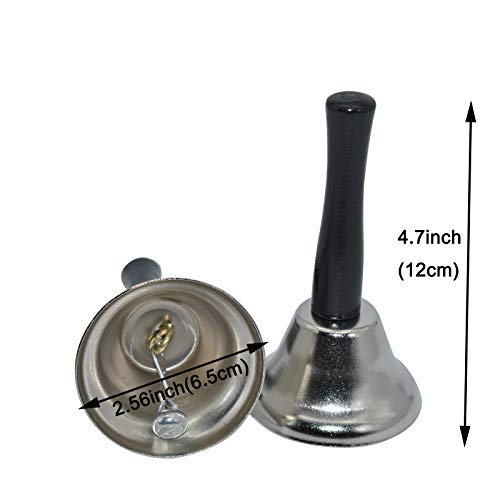 Maydahui 2Pcs Dinner Hand Bell Silver Steel Loud Call Christmas Jingle Bells For Wedding Events Decoration Alarm Inside Classroom Food Line Jingles Ringing #TOP1