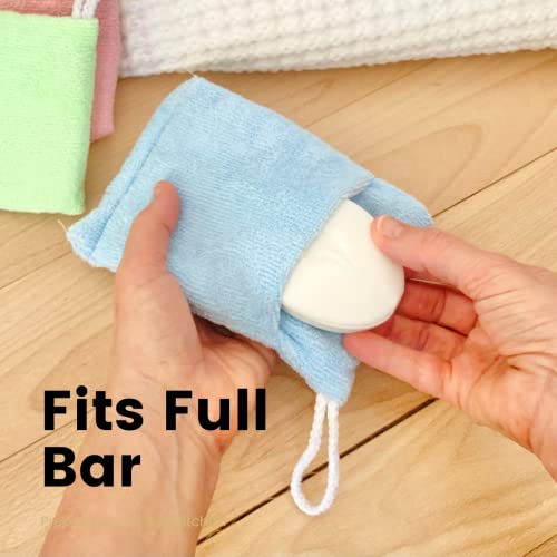 Evelots 3 Pack Microfiber Exfoliating/Cleansing Bar Soap Saver Pocket-No More Wasted Soap-Includes Sponge And Rope #TOP2