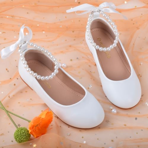 ZGDG Girls Flat Dress Shoes Ballet Shoes,Glitter Mary Jane Flats Wedding Party Ballerinas with Elastic Strap for Little/Big Kid4