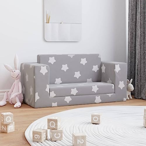 Snsowed Sofá de de 2 plazas Felpa Suave Gris Claro con Estrellas, Sofas De Salon, Sofa Relax - 357034